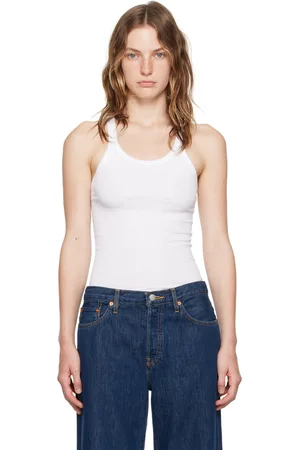 RE/DONE White Hanes Edition Ribbed Tank Top