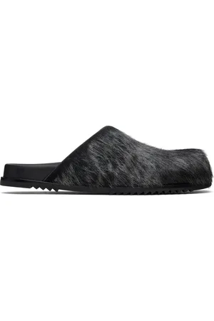 Rick Owens Gunmetal Hollywood Granola Mules