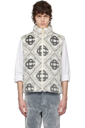 Casablanca Gray Monogram Faux-Fur Vest