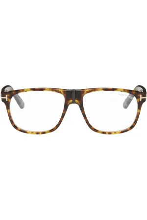 Tom Ford Brown & Black Pilot Blue Block Glasses