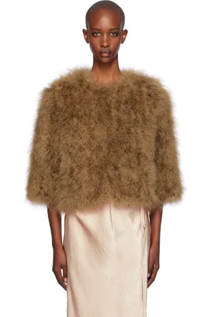 YVES SALOMON Tan Cropped Feather Jacket