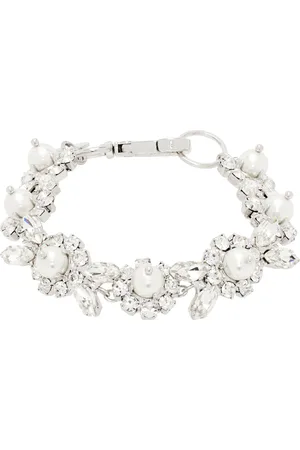 Simone Rocha Silver Faux-Pearl & Crystal Daisy Floret Bracelet
