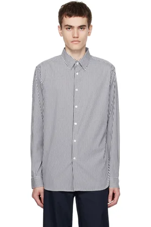 THEORY White & Navy Irving Shirt