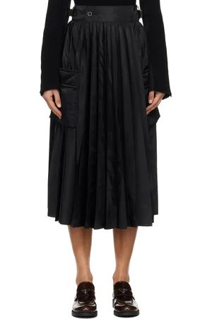 SACAI Black Twill Midi Skirt