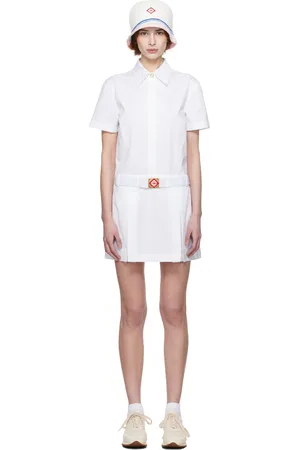Casablanca White Pleated Cotton Tennis Minidress