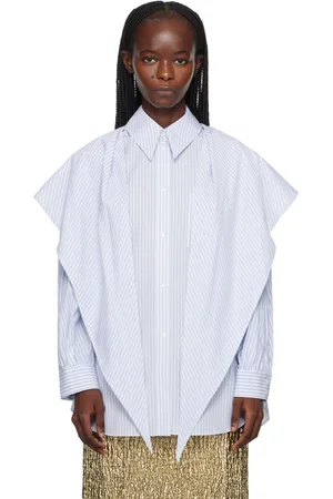 Simone Rocha Blue & White Pointed Collar Shirt