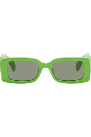 Gucci Green Rectangular-Frame Sunglasses