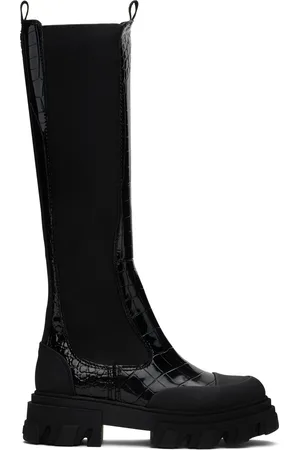 Ganni Black Cleated High Chelsea Tall Boots