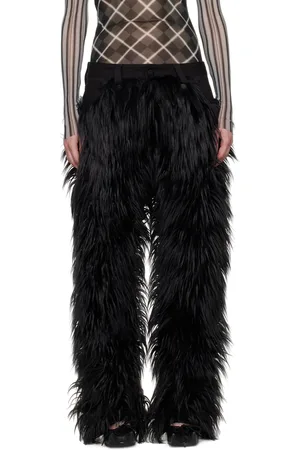 Paula Canovas Del Vas Black Faux-Fur Jeans