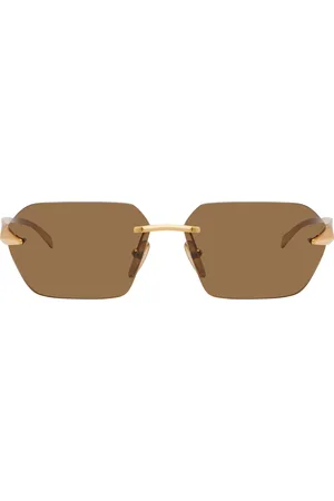 Prada Gold Wrap Around Metal Sunglasses
