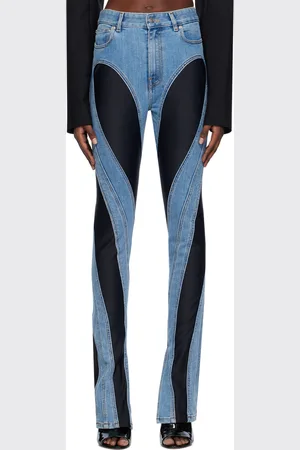 MUGLER Blue & Black Spiral Jeans