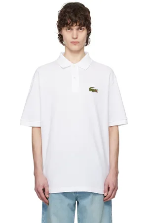Lacoste White Loose Fit Piqué Badge Polo