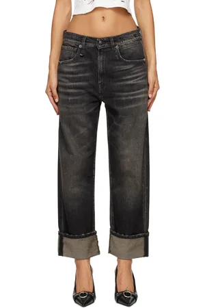 R13 Black Cuffed X-Boyfriend Jeans
