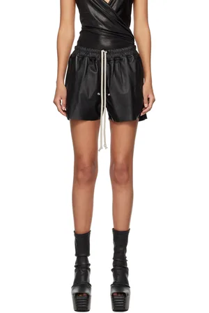 Rick Owens Black Gabe Leather Shorts