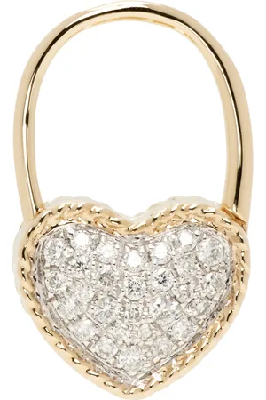 YVONNE LÉON Gold Créole Cadenas Cœur Earring