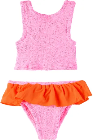 Hunza G Baby Pink & Orange Duo Olive Bikini