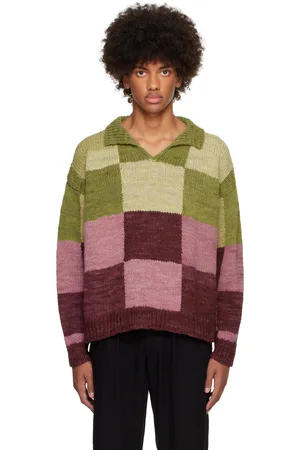 Kartik Research Green & Pink Wool Rugby Knit Sweater