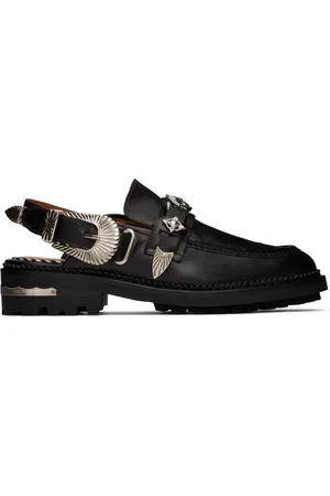 TOGA PULLA SSENSE Exclusive Brown Polido Open Back Loafers