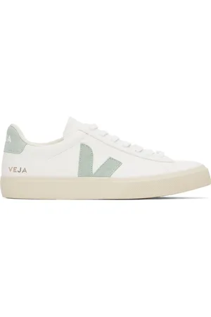 Veja White & Green Campo Leather Sneakers