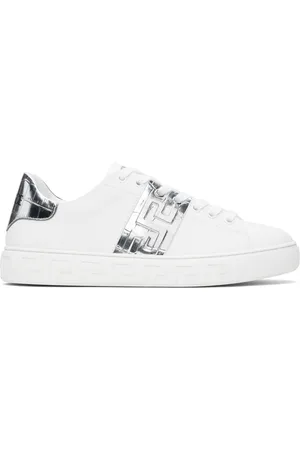 VERSACE White & Silver Greca Sneakers