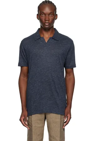 Sunspel Navy Linen Polo