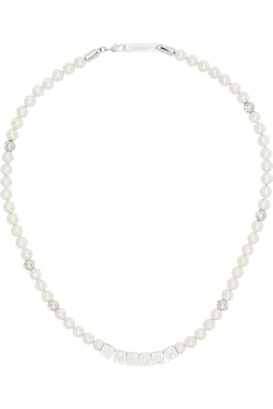 AMBUSH White & Silver Pearl Letterblock Necklace
