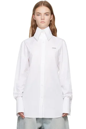 We11 Done White High-Neck Collar Shirt