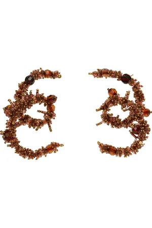 DRIES VAN NOTEN Gold & Brown Embroidered Earrings