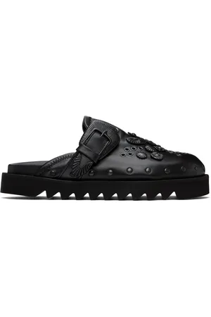 TOGA PULLA SSENSE Exclusive Black Eyelet Metal Sabot Loafers