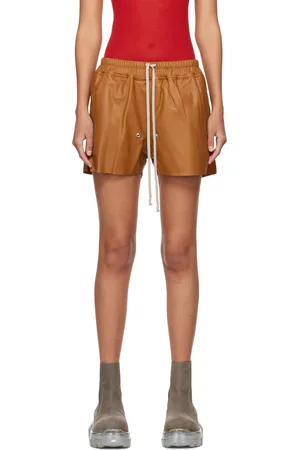 Rick Owens Orange Gabe Leather Shorts