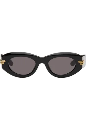 Bottega Veneta Black Mitre Oval Sunglasses