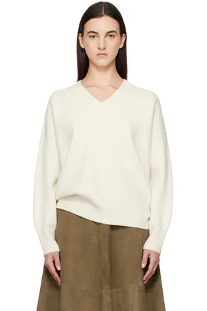Rohe Off-White Compact Knitted V-Neck Sweater