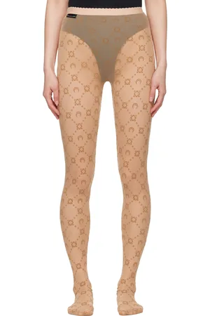 Marine Serre Beige Moonogram Mesh Flock Tights