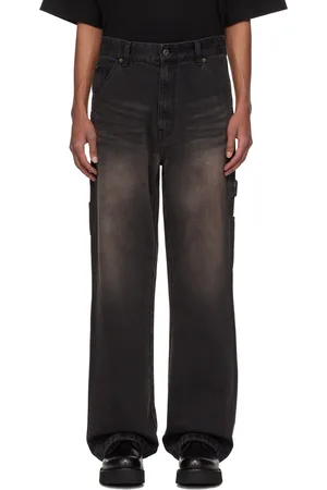 We11 Done Black Aging Effect Carpenter Jeans