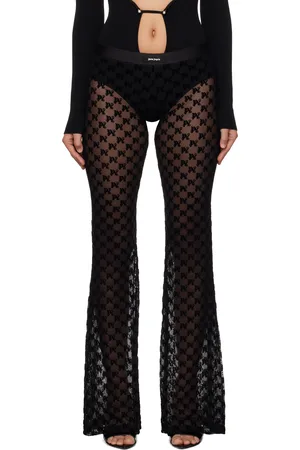 Palm Angels Black Monogram Tulle Trousers