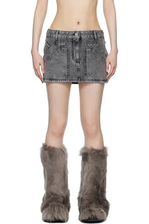 The Attico Black Faded Denim Miniskirt