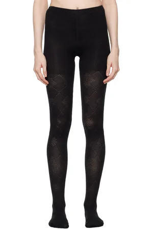 OPEN YY Black Argyle Cotton Tights