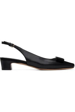 Salvatore Ferragamo Black Iconic Bow Slingback Heels