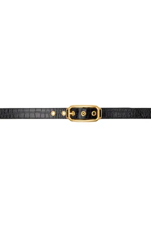 Tom Ford Brown Printed Croc Stadium Buckle Belt