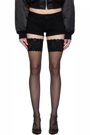 MUGLER Black Low-Rise Denim Shorts