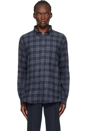 Sunspel Navy Check Shirt