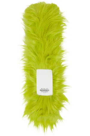 Ruslan Baginskiy Green Faux-Fur Logo-Patch Scarf