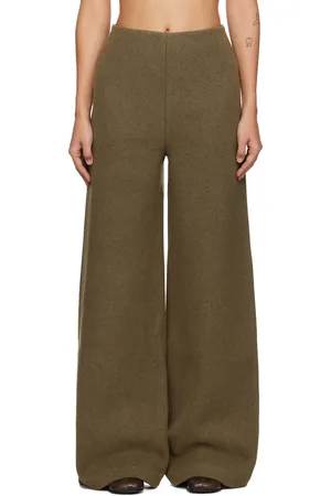 Rohe Khaki Palazzo Wool Trousers