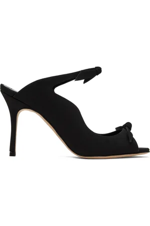 Manolo Blahnik Black Fiocchetti Mules