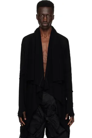 JULIUS Black Damaged Drape Cardigan