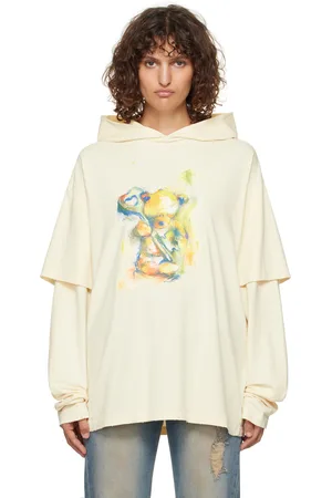 We11 Done Beige Teddy Bear Layered Hoodie