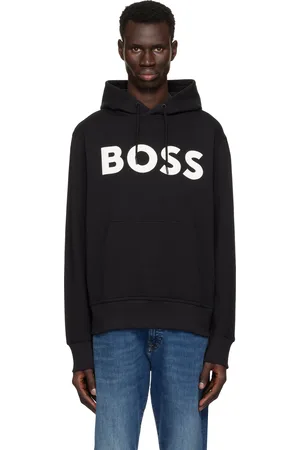 HUGO BOSS Black Relaxed-Fit Contrast Logo Hoodie
