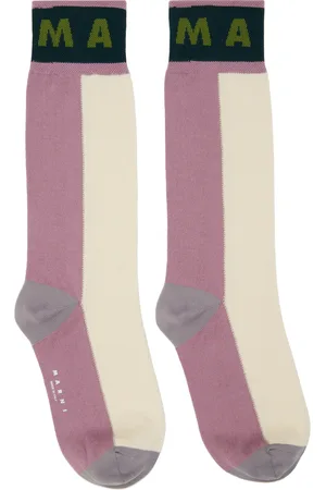 Marni Off-White & Purple Colour-Block Cotton Socks