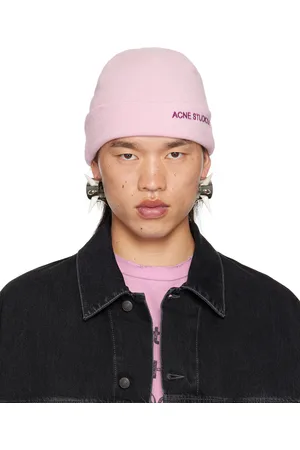 Acne Studios Pink Embroidered-Logo Beanie