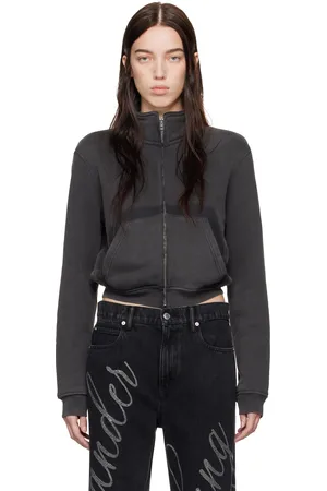 Alexander Wang Gray Cropped Zip-Up Sweater